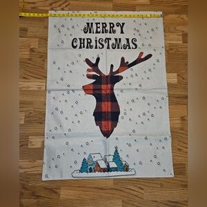 NEW Flag Wall Decor Moose Black and Red Christmas Cream Reversible